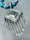 One Of The Most Unique Yazzie Native American Navajo Turquoise Sterling Silver Necklace-Nativo Arts