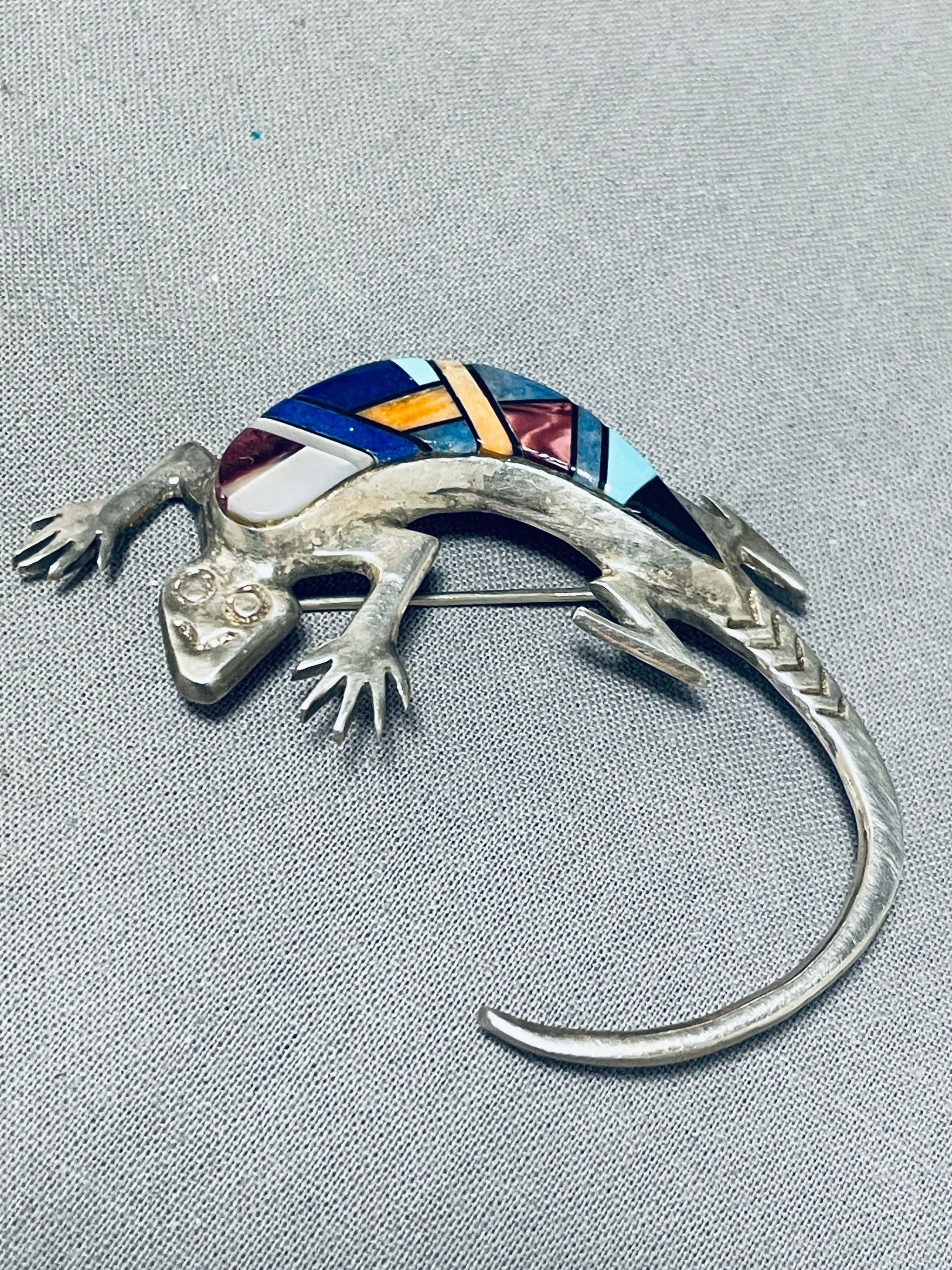 Antique Sterling Silver Turquoise Lizard Gecko Earrings 925, 2024 Navajo Jewelry