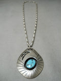 Museum Vintage Native American Navajo Persin Turquoise Sterling Silver Necklace Old-Nativo Arts