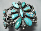 One Of The Best Museum Vintage Native American Navajo Turquoise Sterling Silver Clucter Bracelet-Nativo Arts