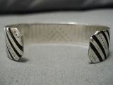 Impressive Vintage Native American Navajo Deep Carved Rivers Sterling Silver Bracelet-Nativo Arts