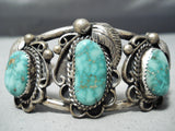 High Grade Vintage Native American Navajo Carico Lake Turquoise Sterling Silver Bracelet Old-Nativo Arts