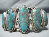 George Begay Vintage Native American Navajo Morenci Turquoise Sterling Silver Bracelet-Nativo Arts