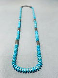 Native American Superb Vintage Santo Domingo Old Kingman Turquoise Sterling Silver Necklace-Nativo Arts