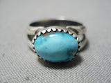 Dynamic Vintage Navajo Candelaria Turquoise Sterling Silver Ring Old Native American-Nativo Arts