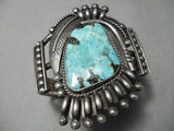 One Of Best Vintage Native American Navajo Blue Jay Turquoise Sterling Silver Bracelet Old-Nativo Arts