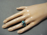 Incredible Vintage Navajo Turquoise Sterling Silver Ring Native American Old-Nativo Arts