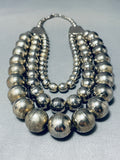 Best Vintage Native American Navajo Hand Tooled Sterling Silver Bead Necklace-Nativo Arts