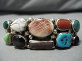 Rare Modernistic Vintage Native American Navajo Turquoise Gaspeite Sterling Silver Bracelet-Nativo Arts