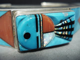 Very Rare Large 7' Wrist Vintage Native American Navajo Turquoise Sterling Silver Bracelet-Nativo Arts