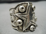 Huge Detailed Heavy Men's Vintage Native American Navajo Dallas Cowboys Sterling Silver Ring-Nativo Arts