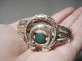 Earlier 1900's Vintage Native American Navajo Cerrillos Turquoise Sterling Silver Bracelet-Nativo Arts