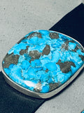 Huge Turquoise Chunk Native American Navajo Sterling Silver Concho Belt Rare!-Nativo Arts