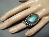 Detailed!! Vintage Native American Navajo Turquoise Sterling Silver Paw Ring Old-Nativo Arts