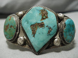 Stunning Vintage Native American Navajo 3-stone Royston Turquoise Sterling Silver Bracelet Old-Nativo Arts