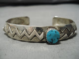 Magnificent Vintage Native American Navajo Sb Turquoise Sterling Silver Bracelet Old-Nativo Arts