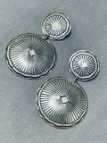 Spectacular Vintage Native American Navajo Sterling Silver Concho Earrings-Nativo Arts