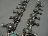 Old Morenci Turquoise Vintage Native American Navajo Sterling Silver Squash Blossom Necklace-Nativo Arts