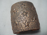 Amazing Navajo Huge Handcarved Copper Bracelet Native American-Nativo Arts
