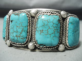 Amazing Vintage Native American Navajo Spiderweb Turquoise Sterling Silver Bracelet-Nativo Arts