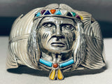 Most Detailed Vintage Native American Navajo Chief Sterling Silver Turquoise Bracelet-Nativo Arts