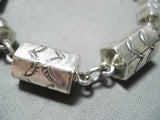 Fascinating Vintage Navajo Native American Sterling Silver Link Bracelet-Nativo Arts