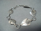 Marvelous Navajo Sterling Silver Feathers Bracelet Native American-Nativo Arts