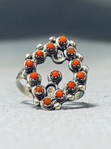 All In The Details Vintage Native American Zuni Coral Sterling Silver Ring-Nativo Arts