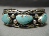 Museum Vintage Native American Navajo Easter Blue Turquoise Sterling Silver Bracelet Old-Nativo Arts