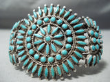 Hooee Vintage Native American Zuni Quality Turquoise Sterling Silver Cluster Bracelet-Nativo Arts
