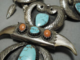 One Of Best Vintage Native American Navajo Turquoise Sterling Silver Necklace Old-Nativo Arts