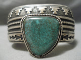 Important Vintage Native American Navajo Thomas Singer Green Turquoise Sterling Silver Bracelet-Nativo Arts