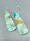 Tremendous Native American Navajo Turquoise Sterling Silver Dangle Earrings-Nativo Arts