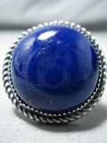 Fabulous Vintage Navajo Native American Lapis Sterling Silver Large Ring-Nativo Arts