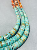 Native American Best Vintage Santo Domingo Green Turquoise Heishi Sterling Silver Necklace-Nativo Arts