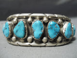 Amazing Vintage Native American Zuni Kingman Turquoise Sterling Silver Bracelet Old-Nativo Arts