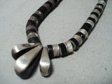 Native American Spectacular Vintage Santo Domingo Turquoise Jet Sterling Silver Necklace-Nativo Arts