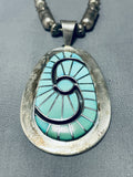 Tubule Rare Vintage Native American Zuni Turquoise Sterling Silver Necklace-Nativo Arts