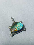 Marvelous Vintage Native American Navajo Pilot Mountain Turquoise Sterling Silver Pendant-Nativo Arts