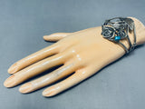 Flowers Of Love Vintage Native American Navajo Turquoise Sterling Silver Bracelet Cuff Old-Nativo Arts