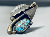 Important Sam Lovato Vintage Santo Domingo Turquoise Sterling Silver Ring-Nativo Arts