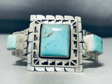 Best Larry Kay Vintage Native American Navajo Squared Turquoise Sterling Silver Bracelet-Nativo Arts