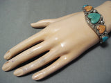 Terry Joe Vintage Native American Navajo Royston Turquoise Heart Sterling Silver Bracelet-Nativo Arts