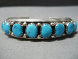 Stunning Vintage Native American Navajo Turquoise Sterling Silver Bracelet Old-Nativo Arts