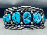 Jimmy Shay Important Vintage Native American Navajo Turquoise Sterling Silver Wave Bracelet-Nativo Arts
