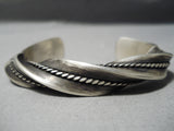 Museum Twisted Sterling Silver Navajo Native American Bracelet-Nativo Arts