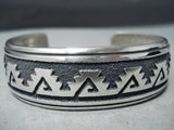 Authentic Thomas Singer Vintage Native American Navajo Sterling Silver Geometric Bracelet-Nativo Arts