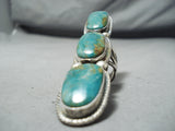 One Of The Tallest Important Native American Navajo Turquoise Sterling Silver Ring-Nativo Arts