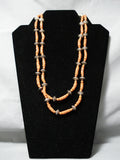 Museum Vintage Native American Navajo Coral Sterling Silver Hogan Bead Necklace- Very Old!-Nativo Arts