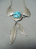 Fabulous Vintage Native American Navajo Sleeping Beauty Turquoise Sterling Silver Necklace-Nativo Arts
